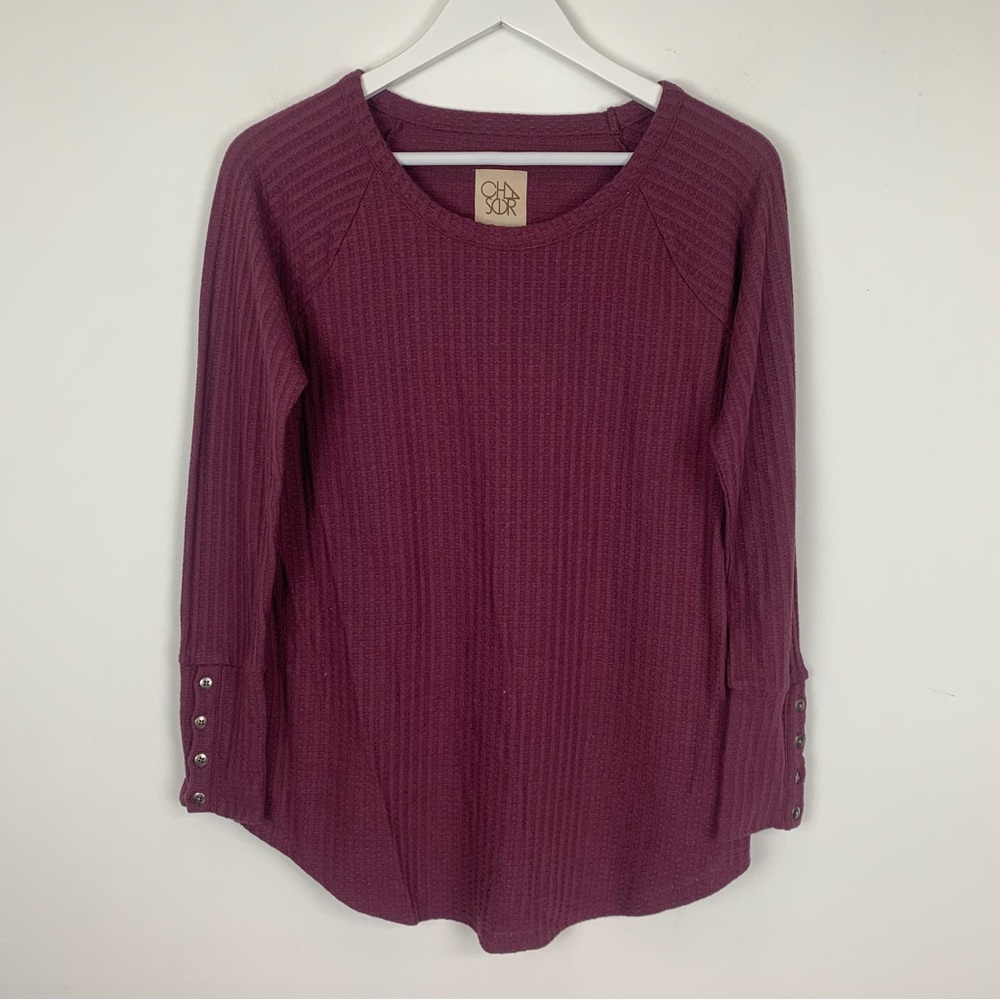 Chasor Waffle Knit Sweater Top Large
